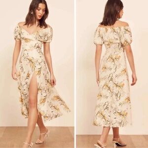 Reformation Pearl Dress in Aurora Floral Cream Ivory